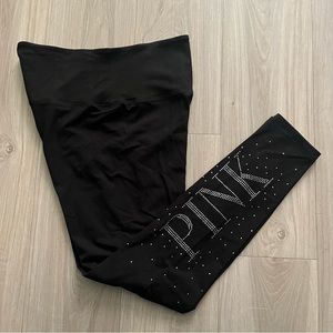 Black cotton Victoria’s Secret PINK BLING leggings NWT